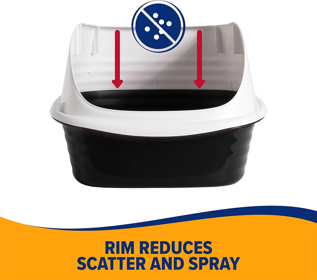 Arm & Hammer Rimmed Cat Litter Box with High Sides and Microban