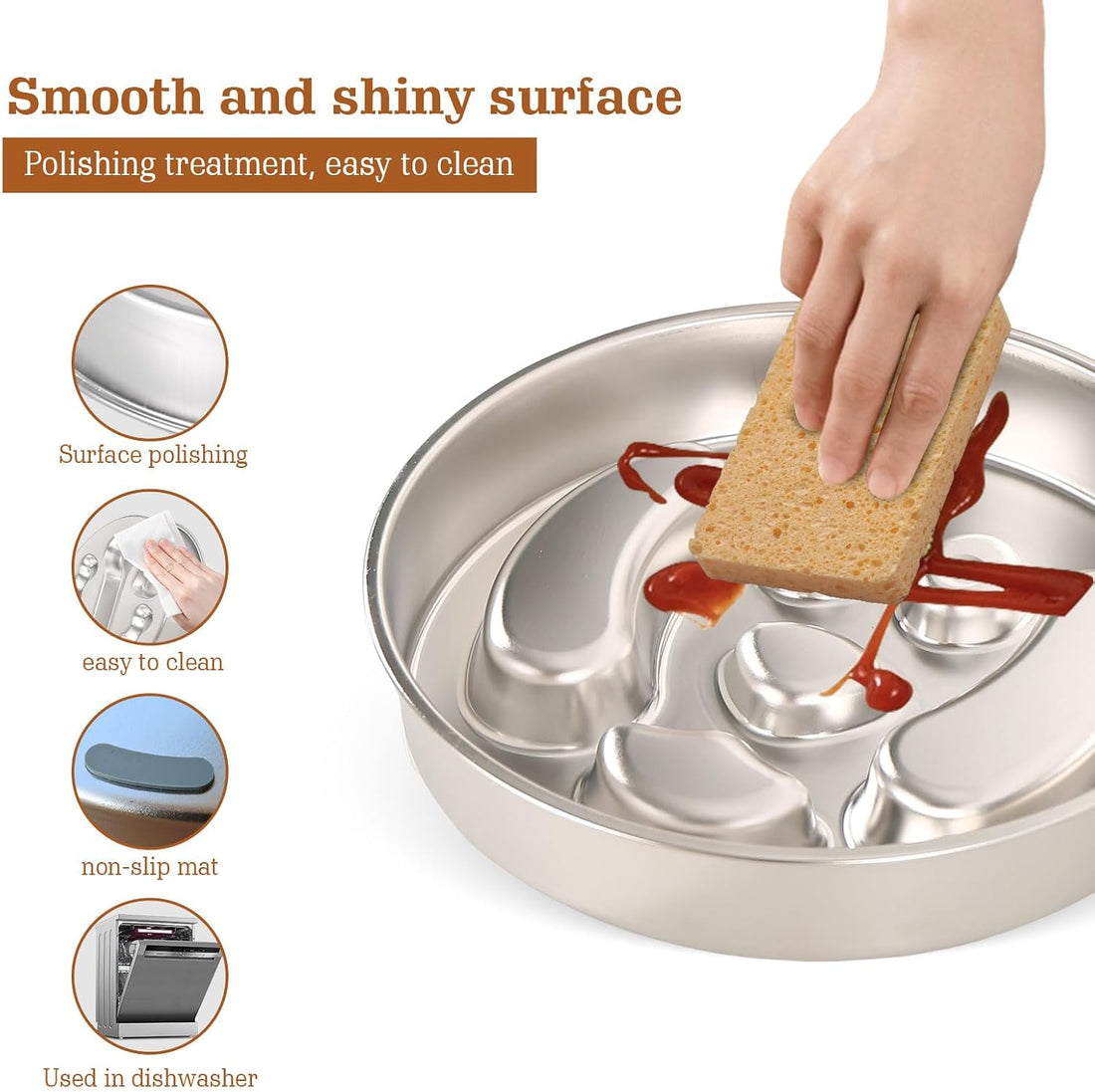 Stainless Steel Slow Feeder Dog Bowls