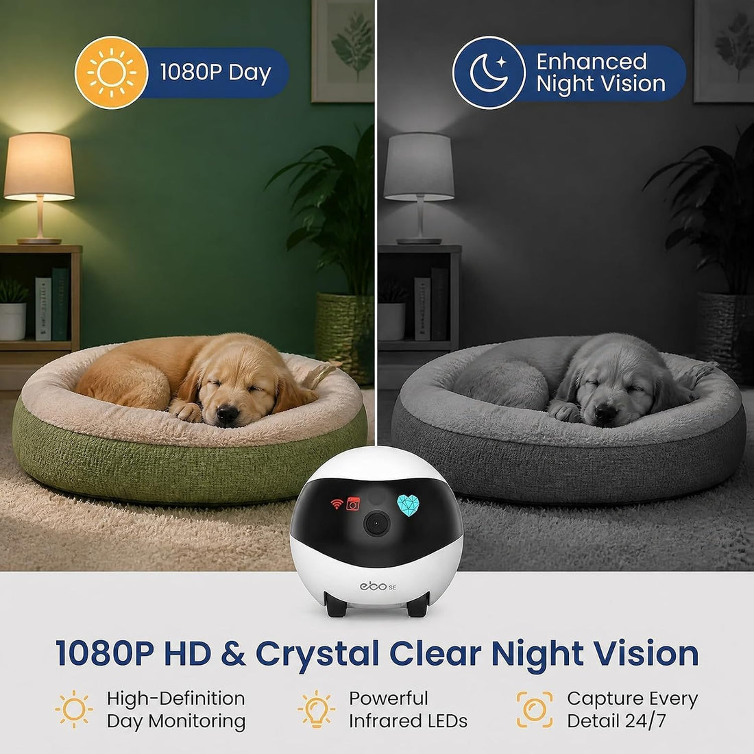 Enabot EBO SE Rolling Robot Camera with 2-Way Talk,Pet Indoor Home