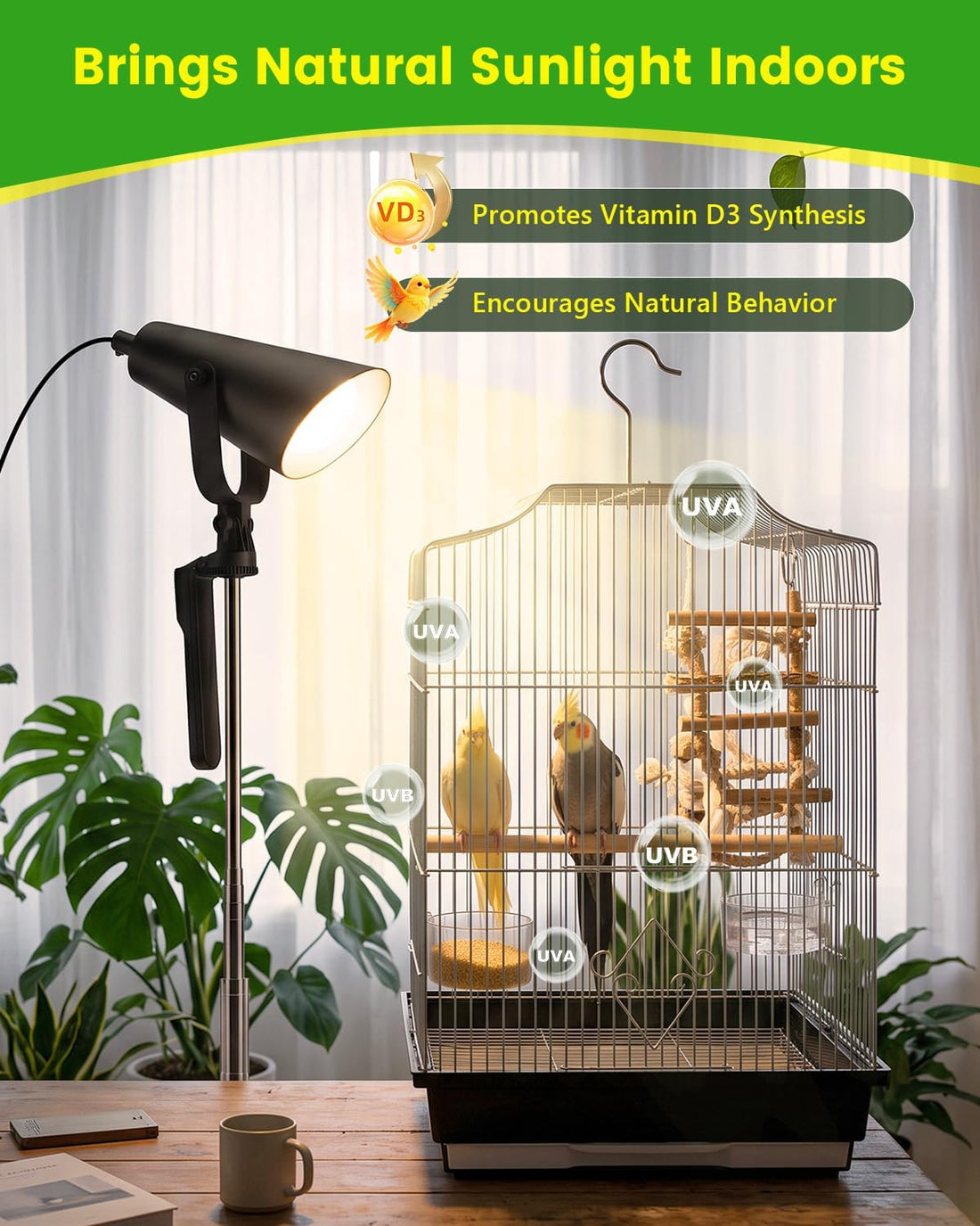 UVB 2.4 Bird Light with Adjustable Tripod Stand