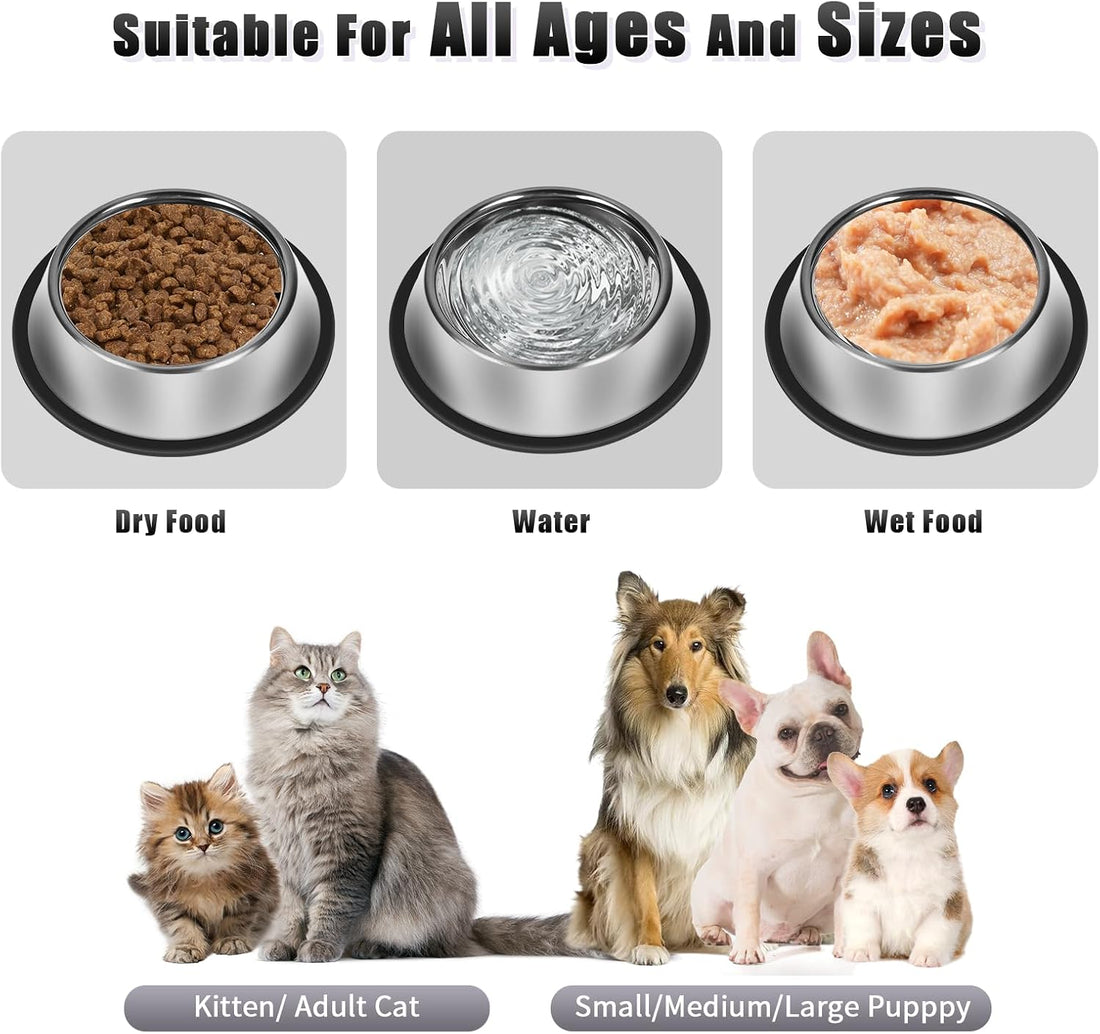 3Pcs Stainless Steel Dog Bowls Set