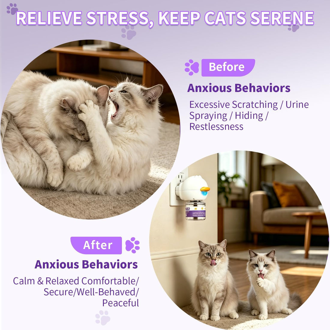 Cat Calming Diffuser Kit with 2 Diffusers & 4 Refills