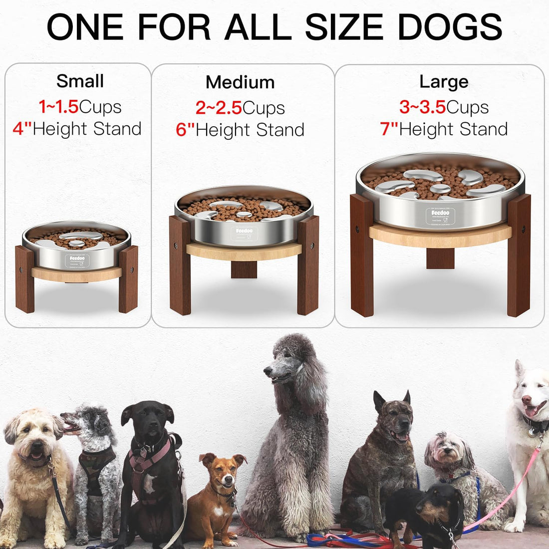 Feedoo Elevated Dog Bowl Stand, 7'' Height Raised Stand for Large Dogs