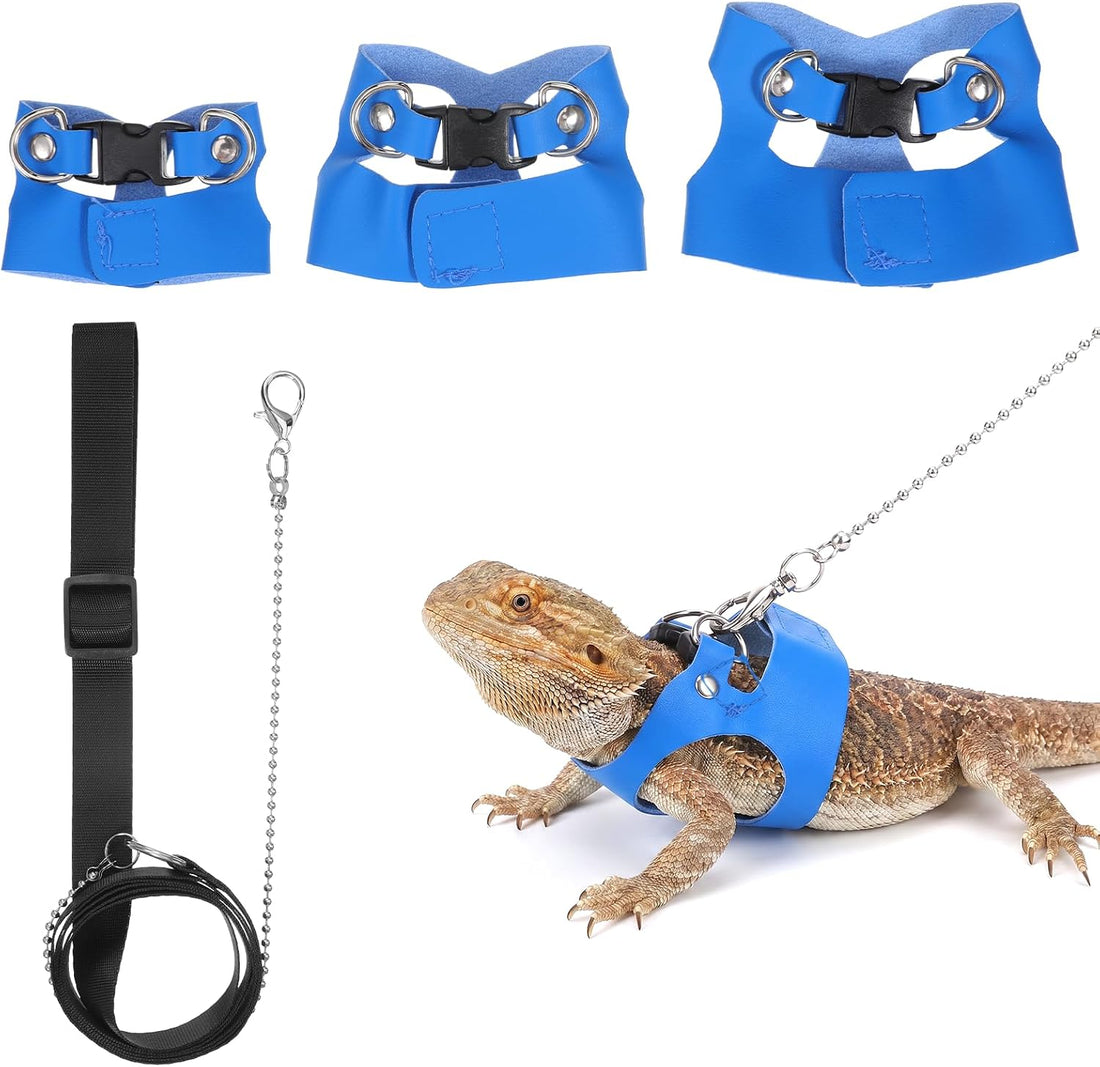 3 Pcs Bearded Dragon Leash and Harness Set 3 Sizes Lizard Harness