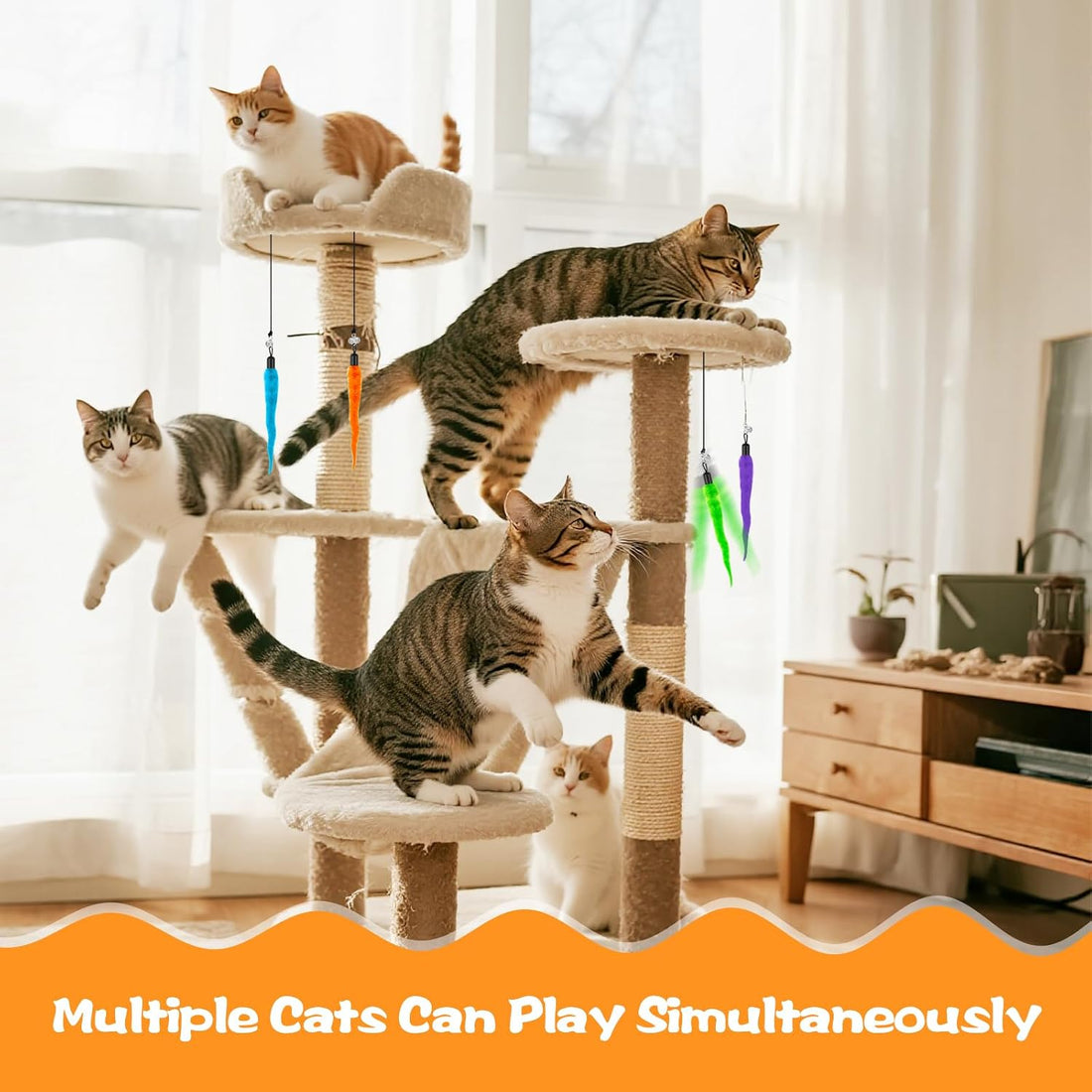 10PCS Cat Worm Toy, Cat Wand Attachment Fuzzy Worm Toys Refill