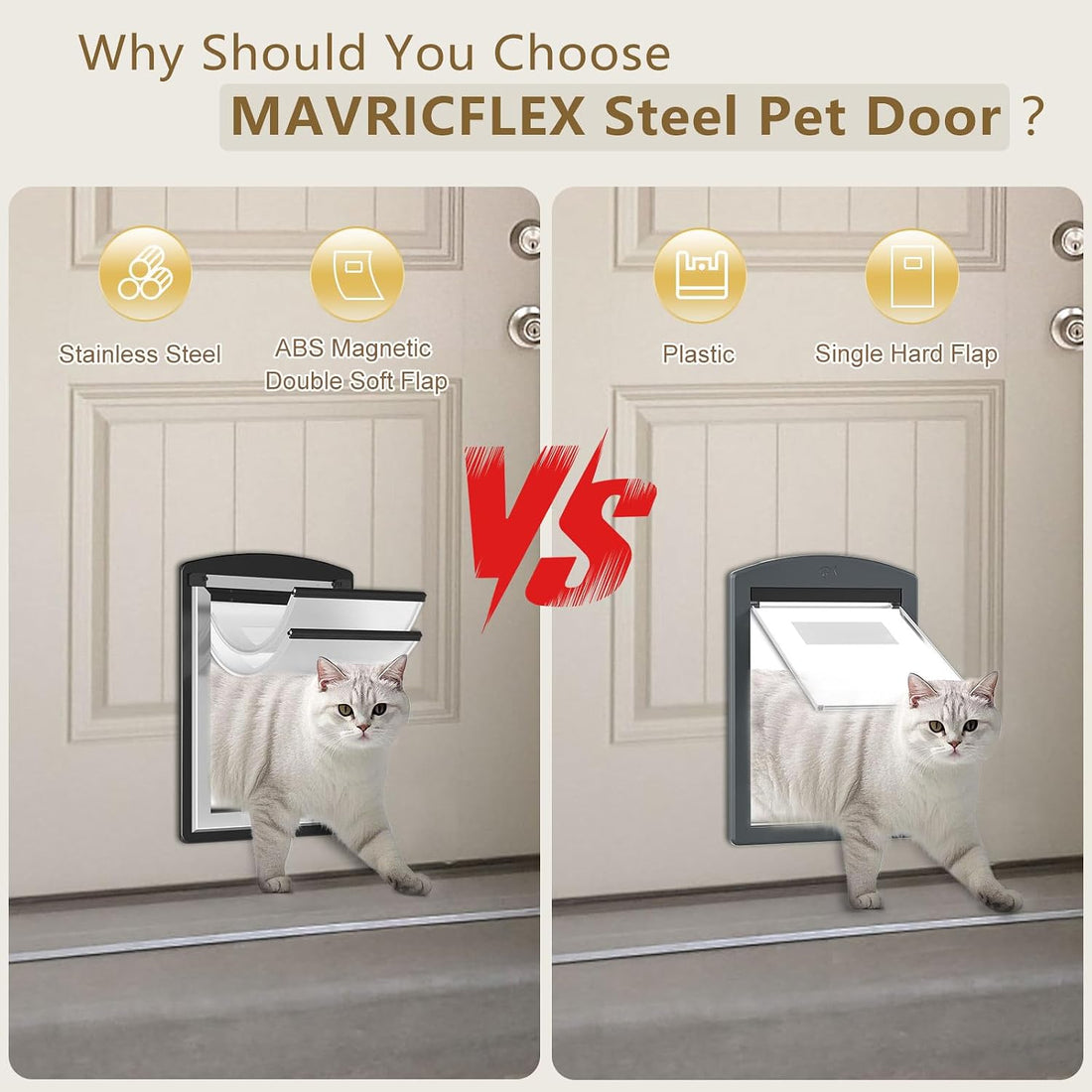 MAVRICFLEX All-Stainless Steel Frame Cat Door for Exterior Door