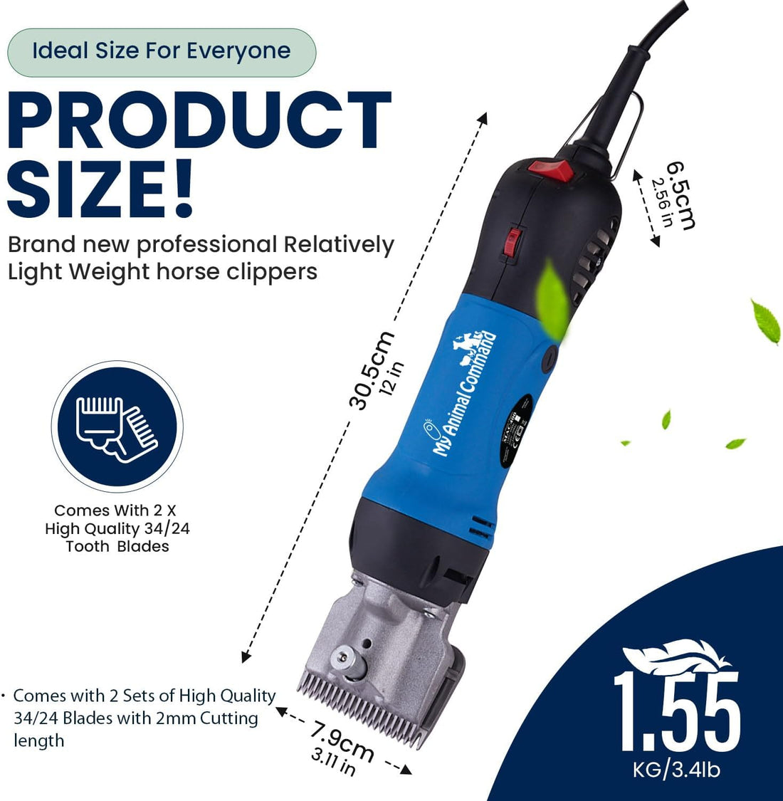 My Animal Command Professional Horse Clippers Kit Heavy Duty 110V 400W