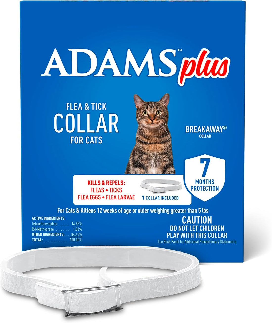 ADAMS Plus Flea & Tick Collar for Cats, Adjustable, 1 Count