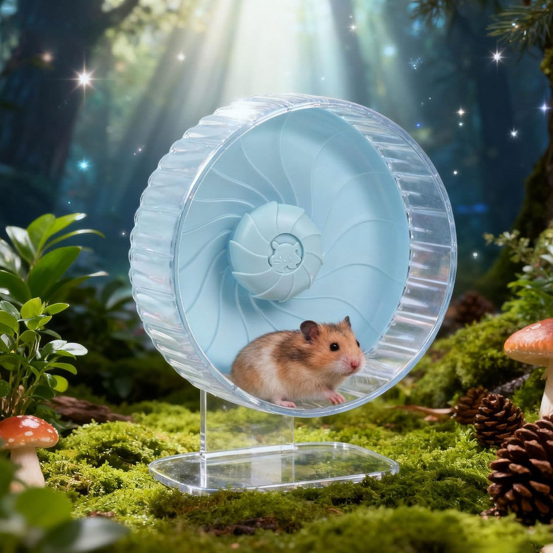 10 inch Silent Hamster Wheel with Adjustable Stand, Large Size, Blue