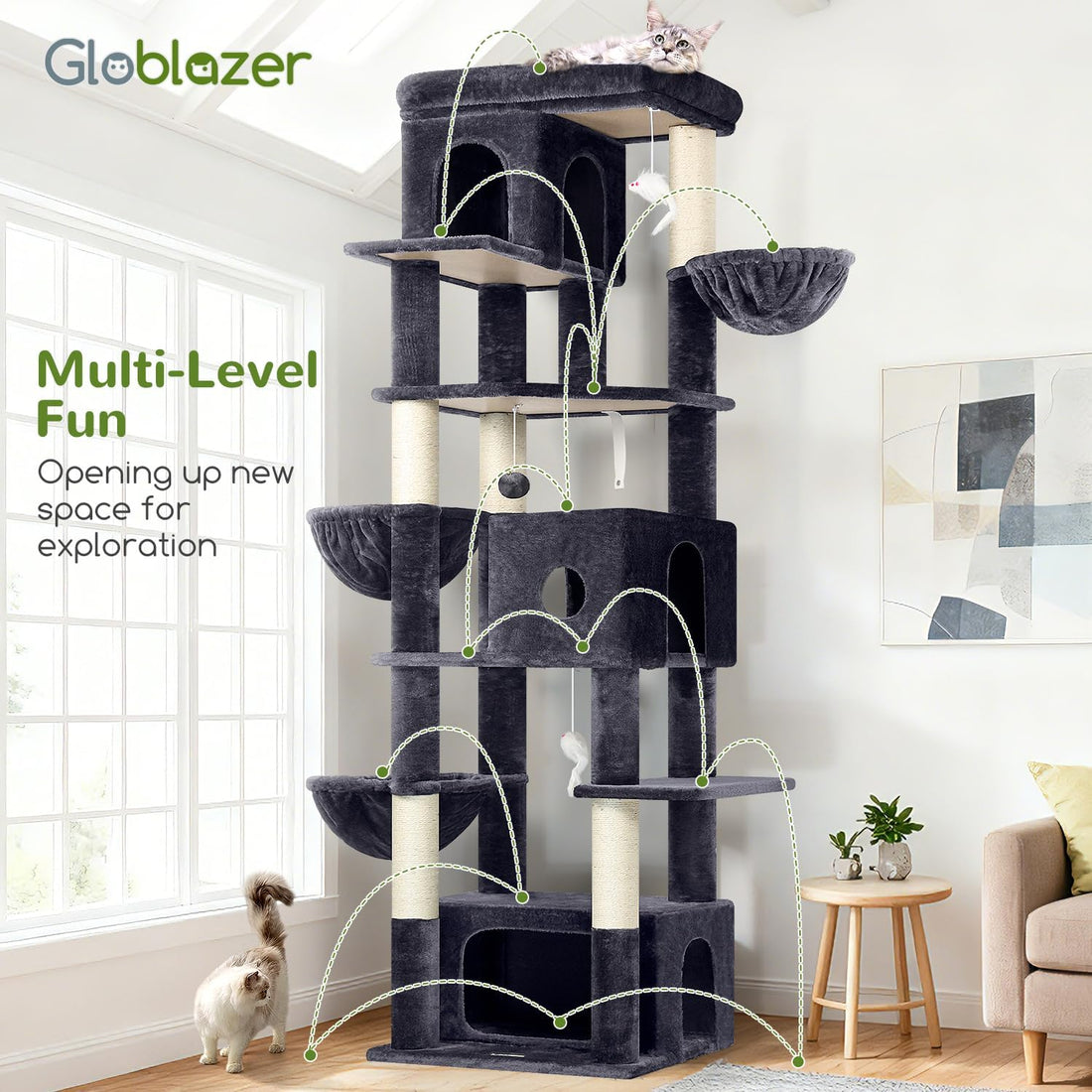 Globlazer Large Cat Tree, 80in Tall Climbing Tower, F80F