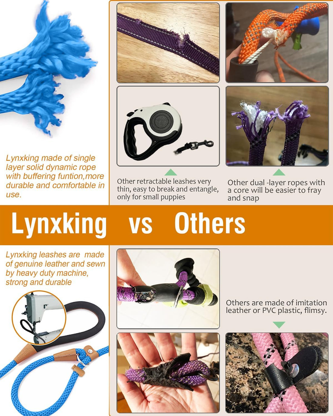 lynxking Dog Leash Slip Lead, Braided Padded Loop Leash 5ft 6ft 8ft