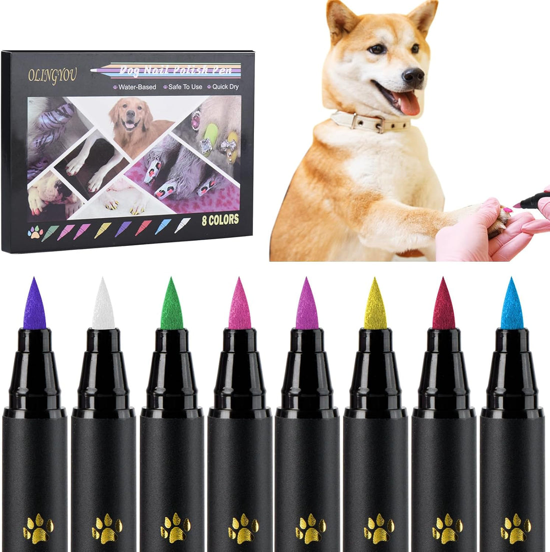 OLINGYOU Dog Nail Polish Pen Set, Quick Dry