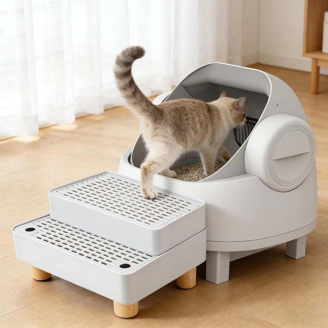 Adjustable 2 Steps Litter Box Ramp