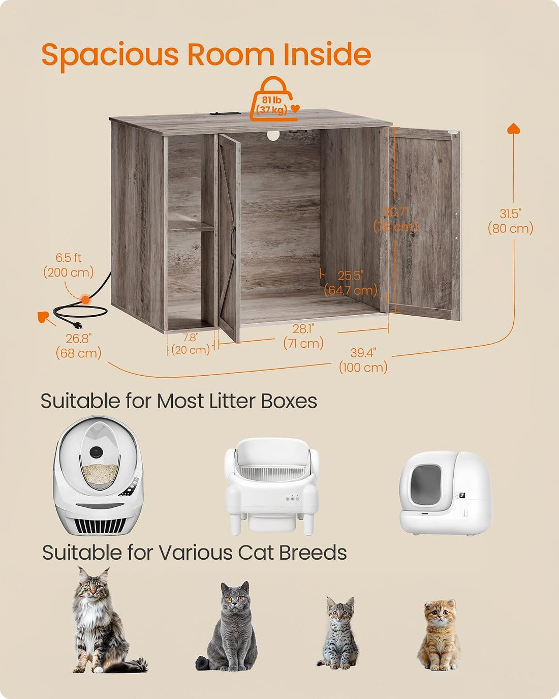 Feandrea Cat Litter Box Enclosure