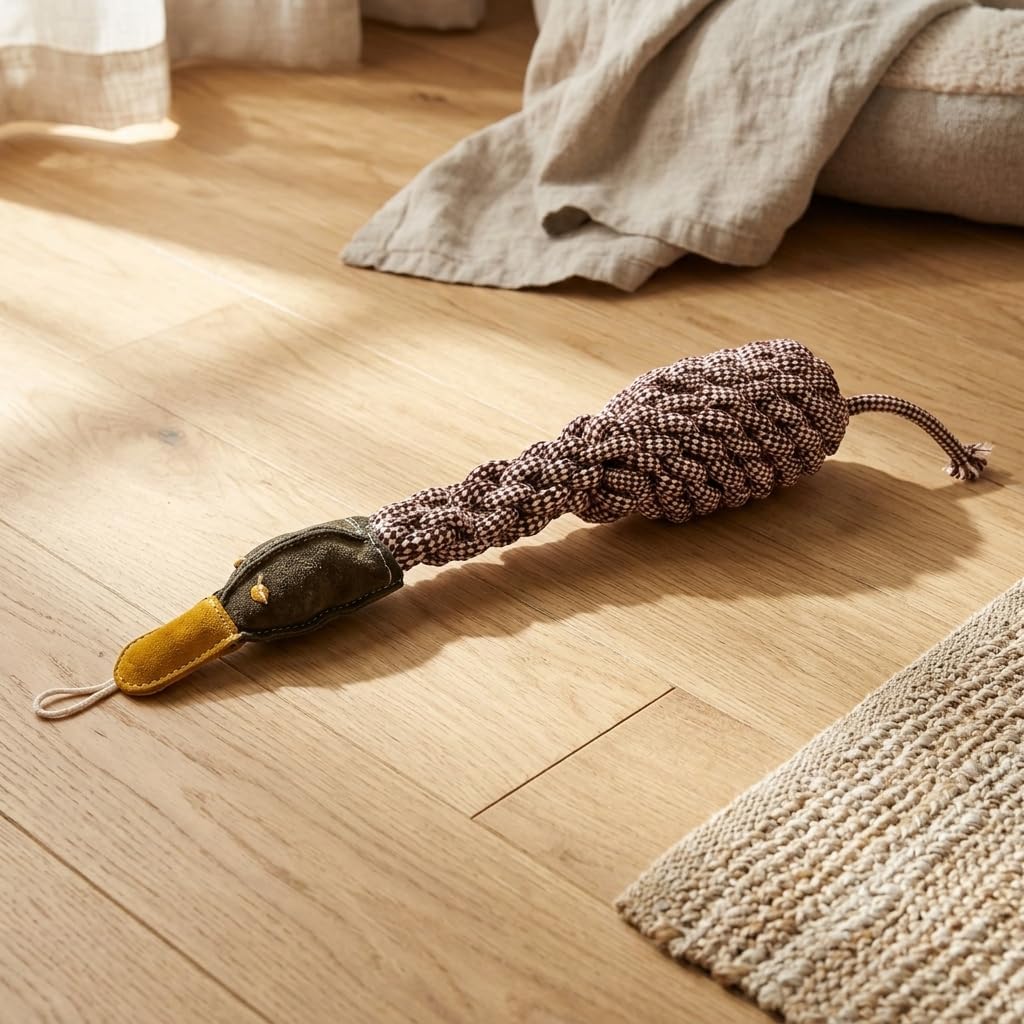 Crinkle Duck Rope and Chew Bird Dog Toy, Large Size, Brown