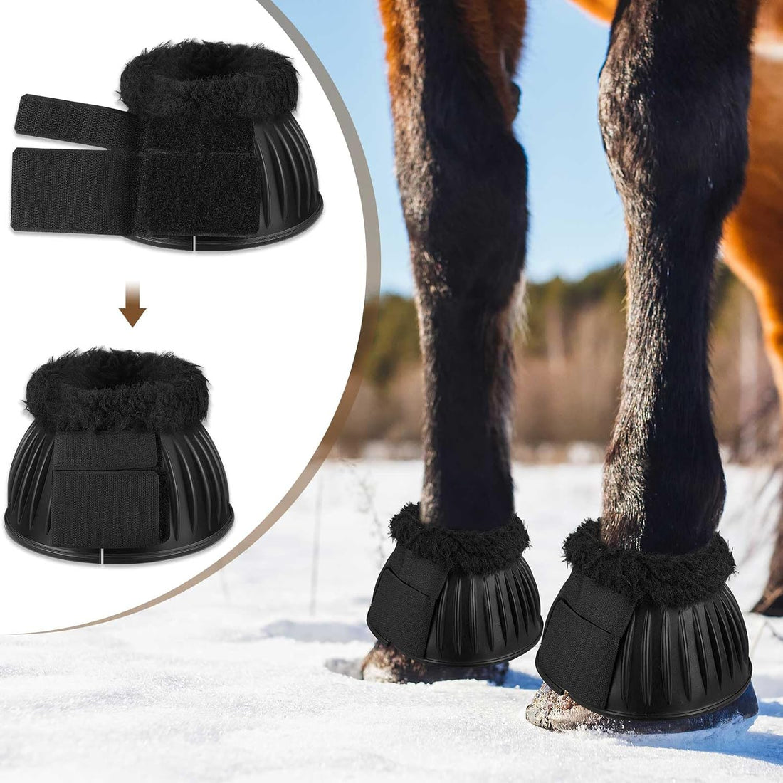 Abbylike 1 Pair Fleece Bell Boots for Horses