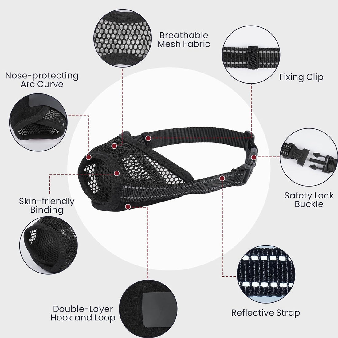 PURRLIA 2 Pack Dog Muzzle,Mesh Soft Muzzle for Small Medium Large