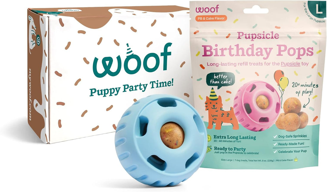 WOOF Pupsicle Party Pack - Large Blue Pupsicle + Large Birthday Pops