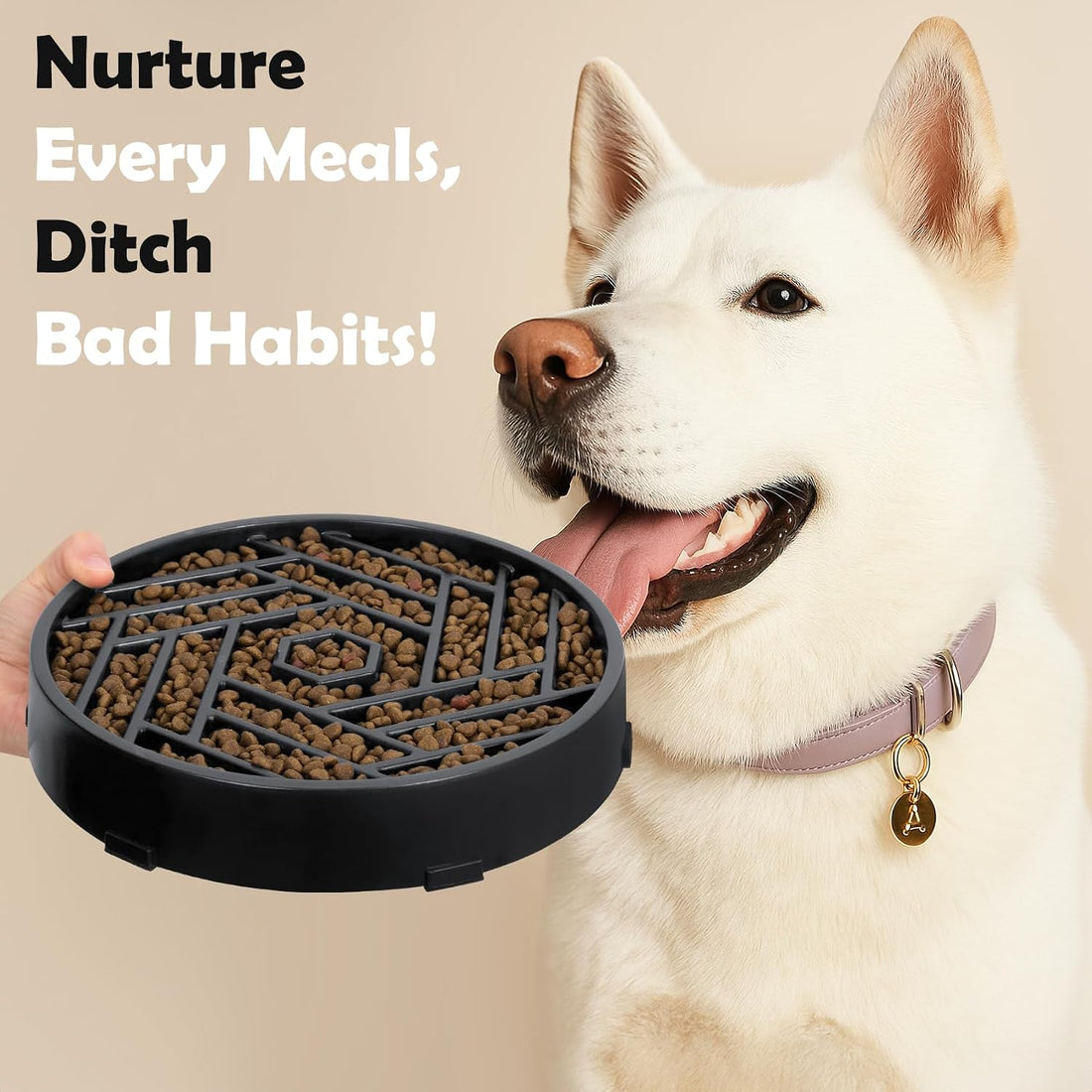 TOBYTO Slow Feeder Dog Bowls Large Medium Breed,Anti-Choking Slow