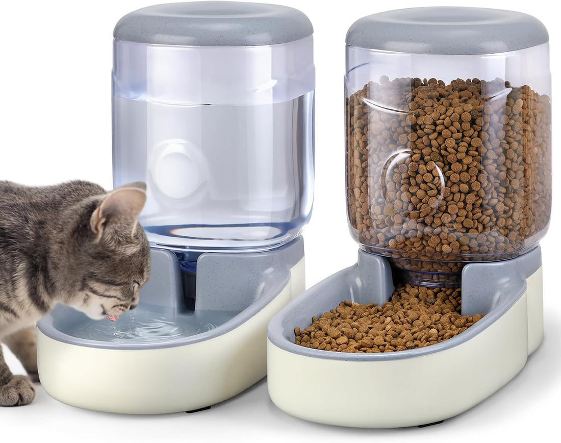 2 Pack Automatic Cat Feeder and Water Dispenser Pet Dog Gravity Feed