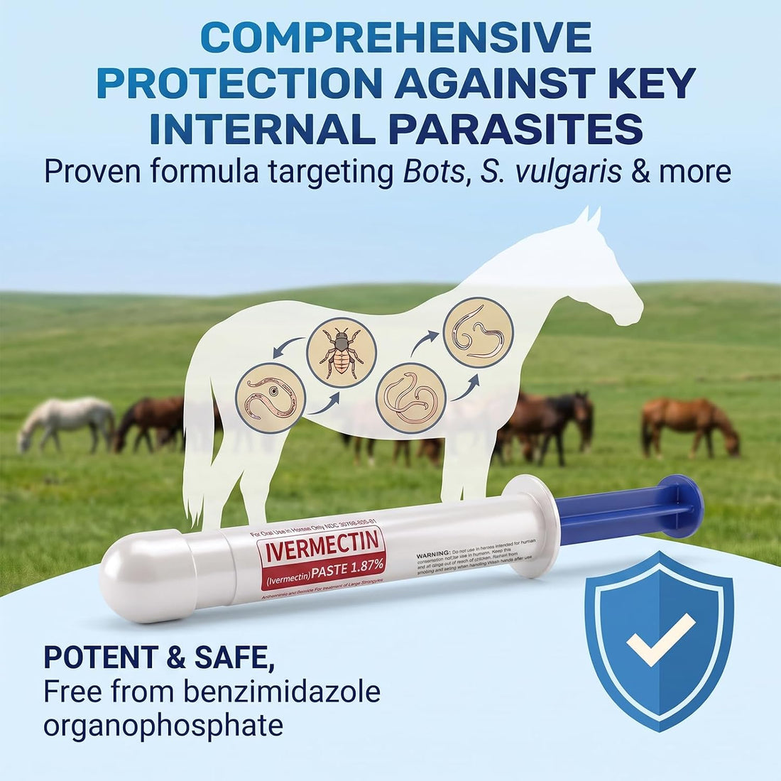 Ivermectin Horse Paste 1.87%, Apple Flavored Equine Dewormer