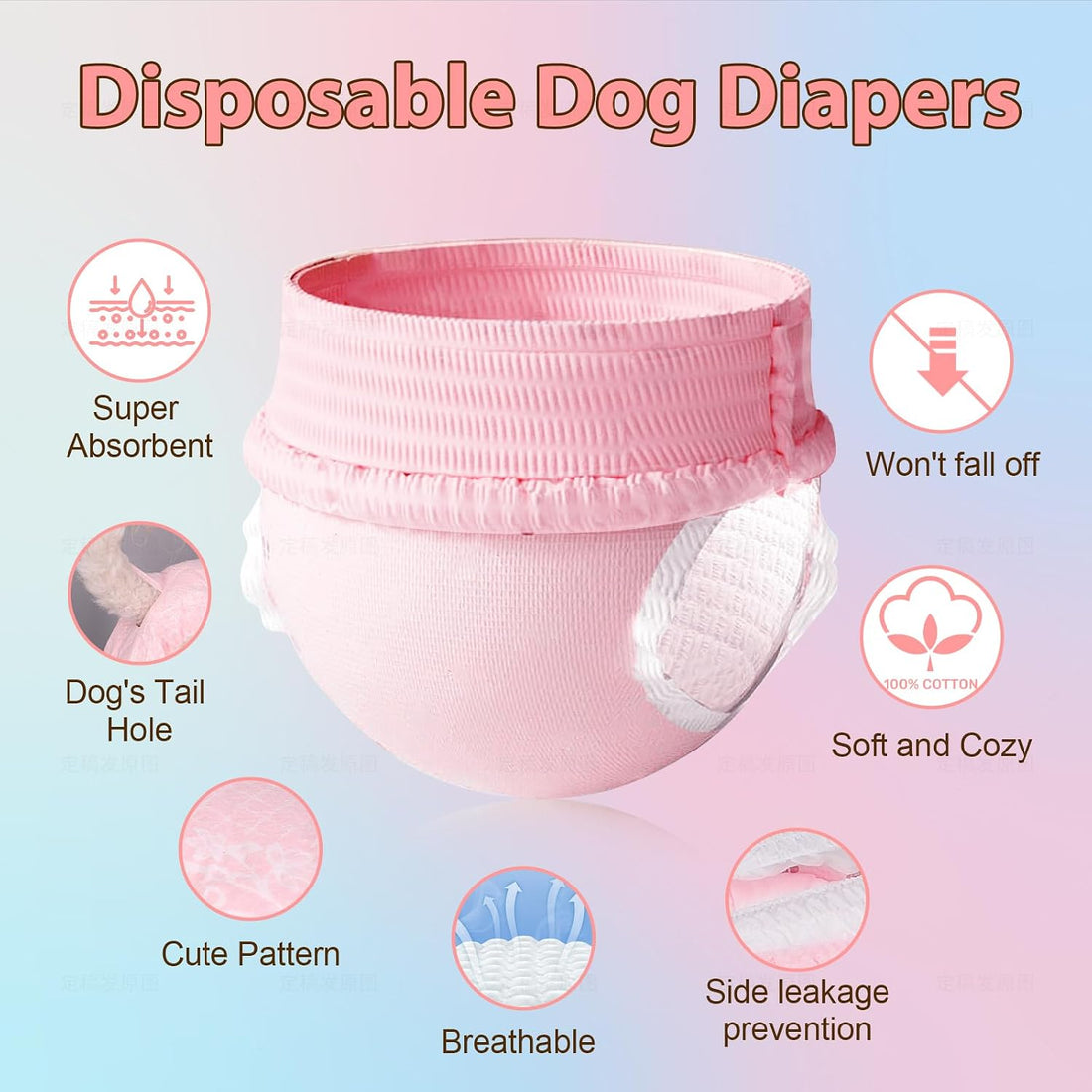Ambreview Disposable Dog Diapers Female, Just Pull It Up, S 10 PCS