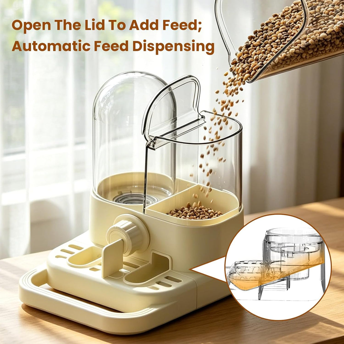 2-in-1 Automatic No Mess Bird Feeder & Gravity Waterer Dispenser