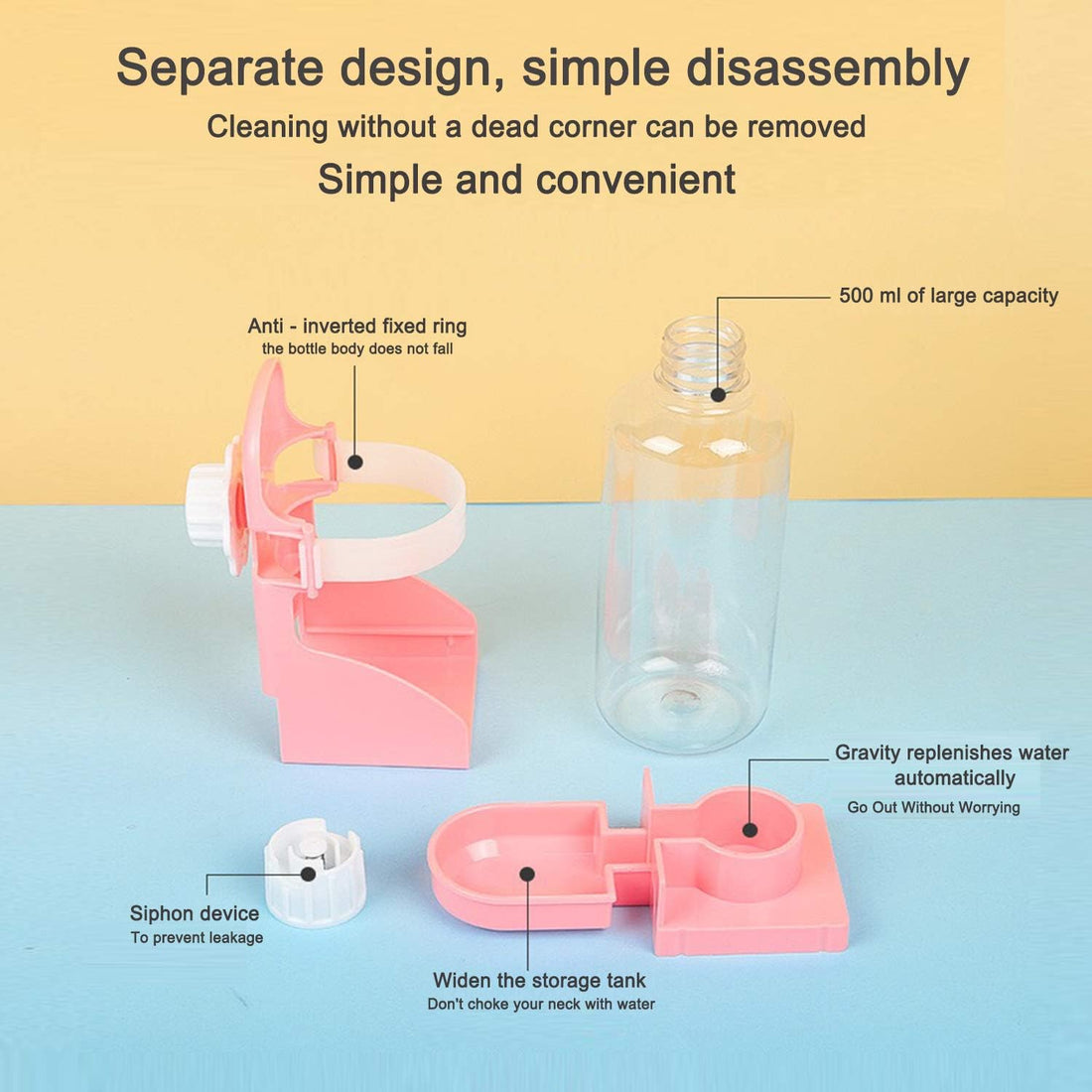 HERCOCCI Rabbit Hay Food Bin Feeder and Bunny Water Bottle Set