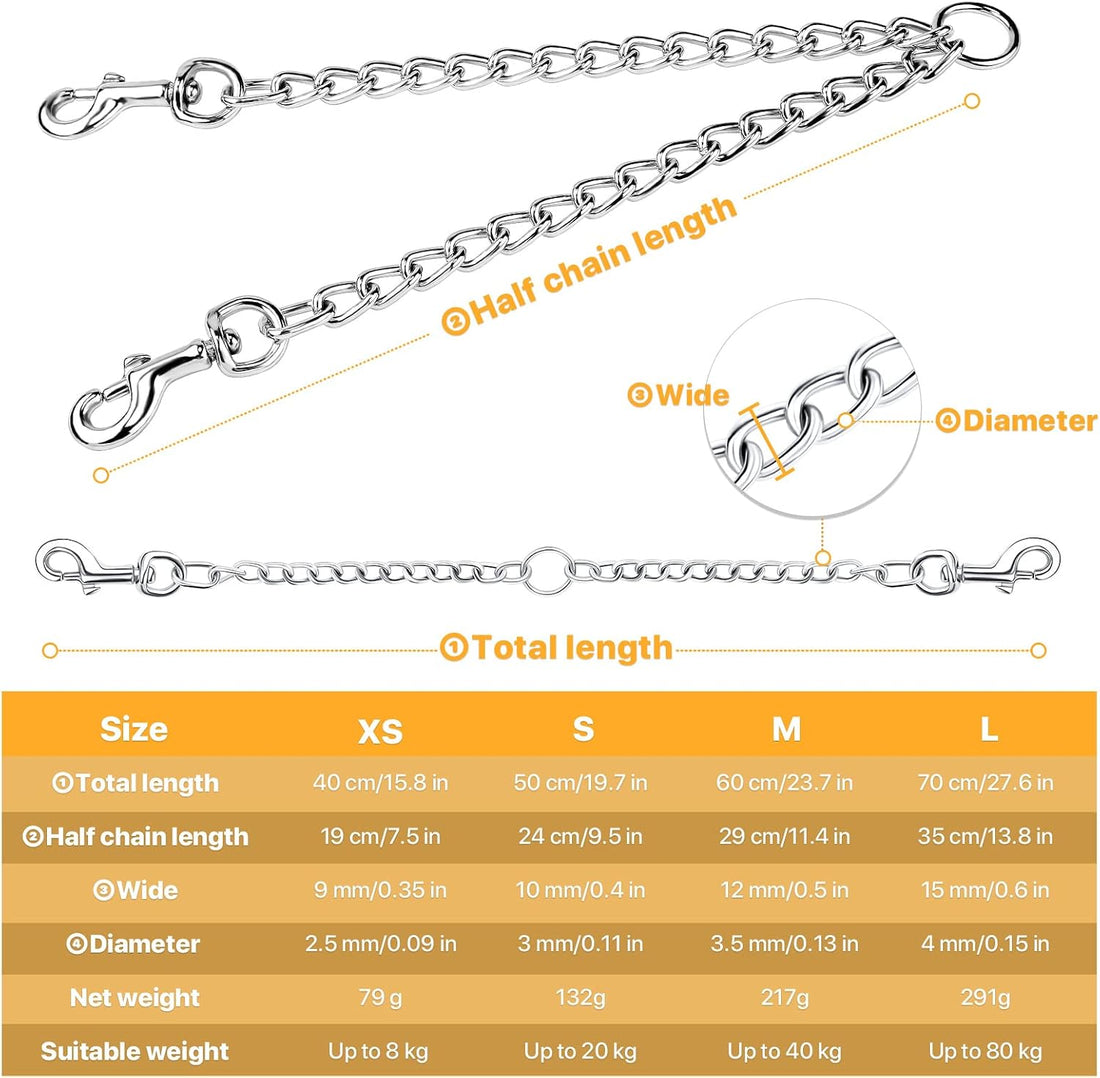 PETTOM Heavy Duty 2 Way Dog Lead Metal Chain Double Pet Clip Leash