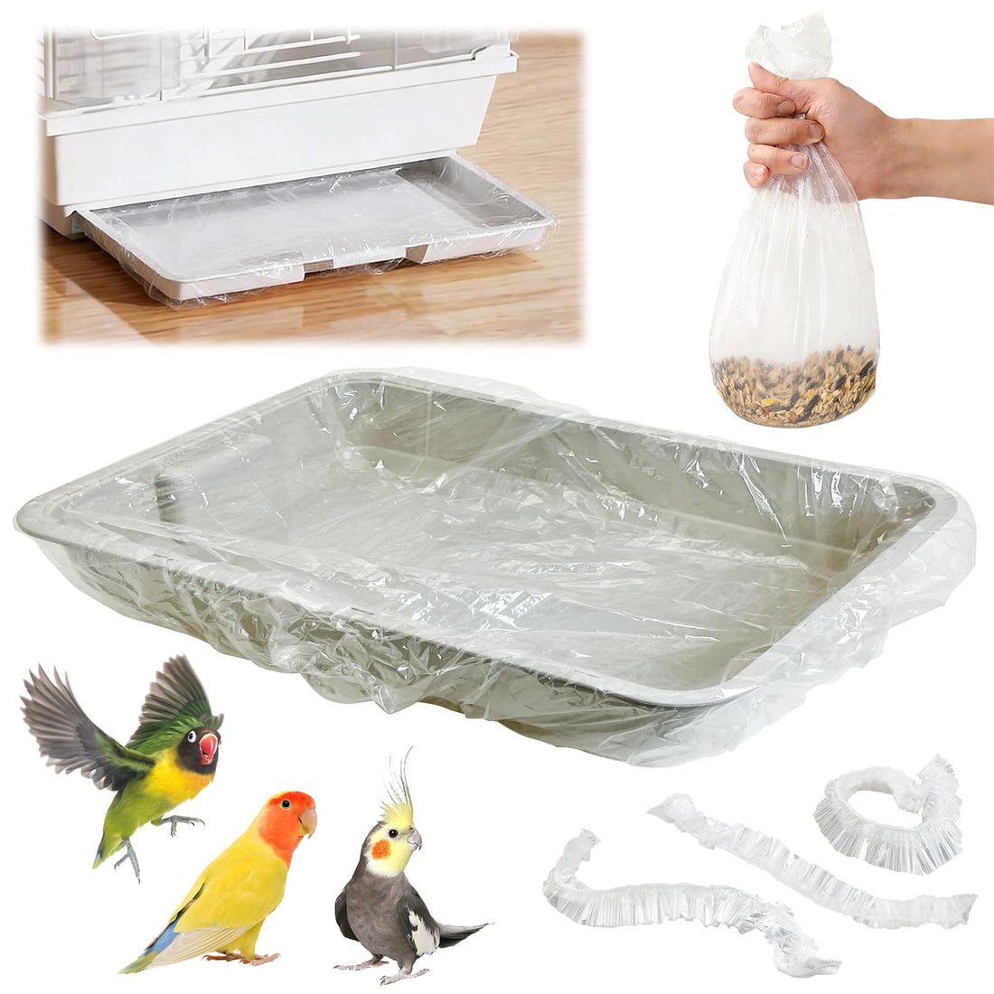 Tfwadmx 20 PCS Disposable Bird Cage Liner Bags 34'' x 22'' Plastic
