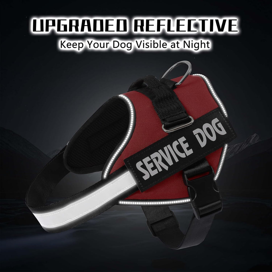 MUMUPET Service Dog Harness, No Pull & Reflective Pet Vest, Red, S