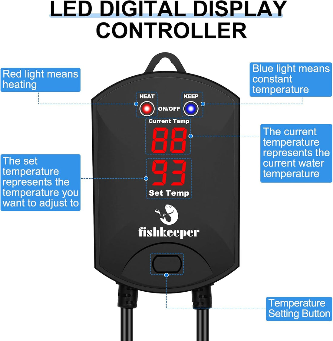 fishkeeper Aquarium Heater, 300W Fish Tank Heater for 40-80 Gallon