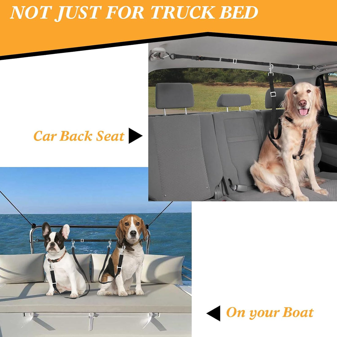 SKIPWALL Truck Bed Dog Tether for Two Dogs,Ratchet Tightening