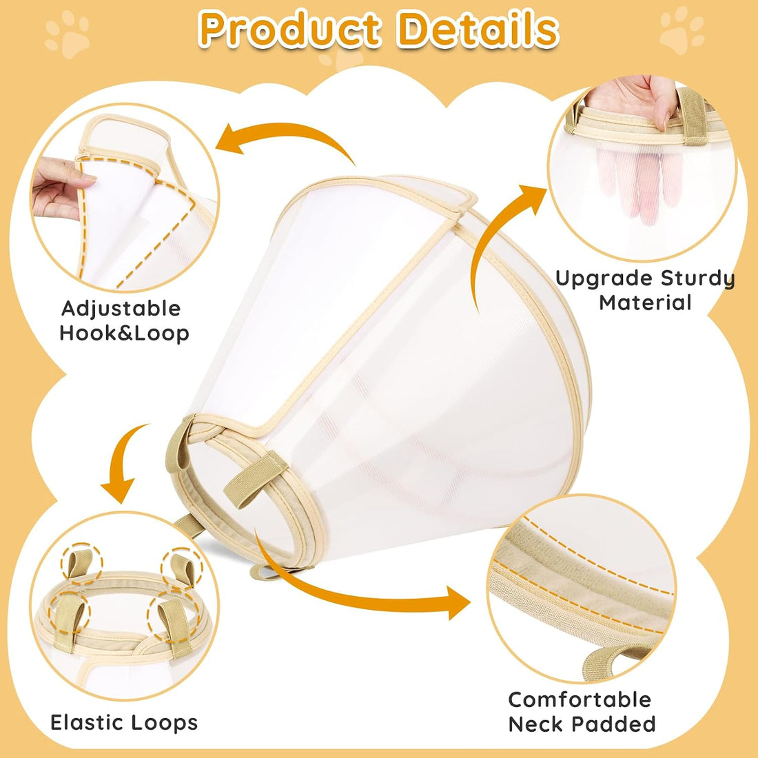 Clear Dog Cone Collar After Surgery, Extended Cone to Stop Licking