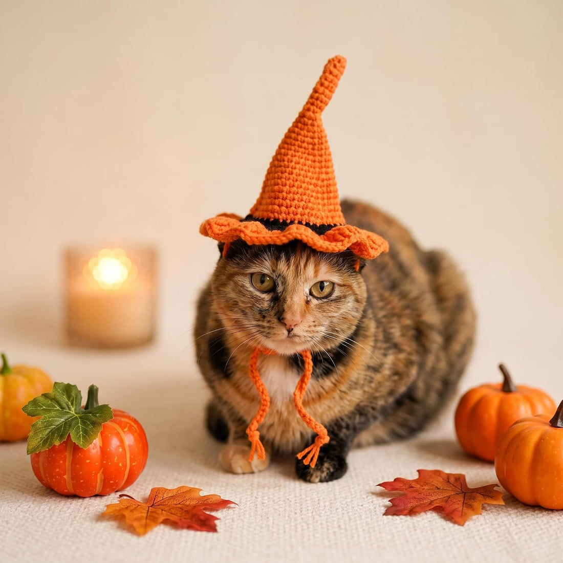 5-Pack Cat Halloween Hat Set - Witch Pumpkin Bat