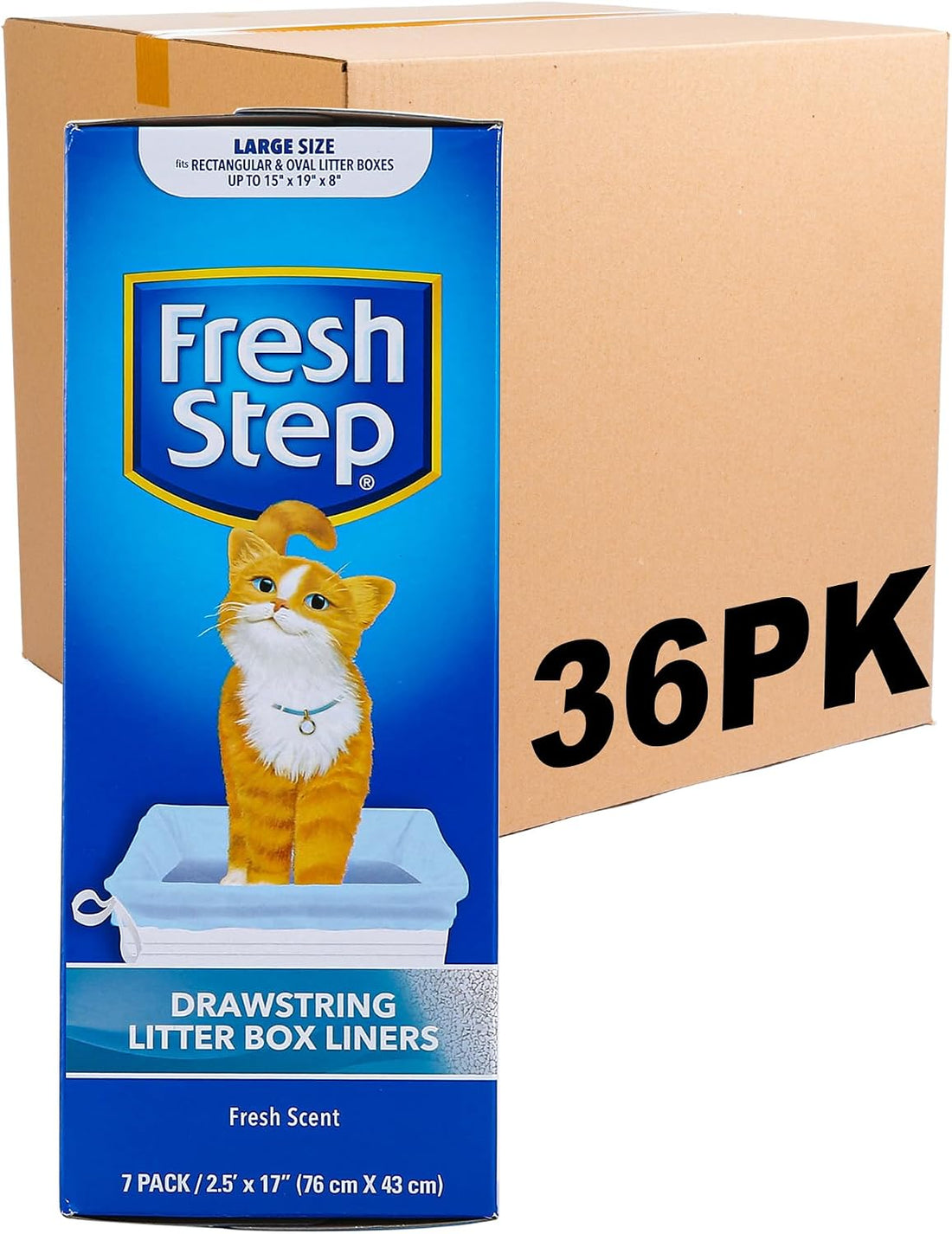 Fresh Step Drawstring Cat Litter Liners, Scented, 2.5 ft x 17 in, 7ct
