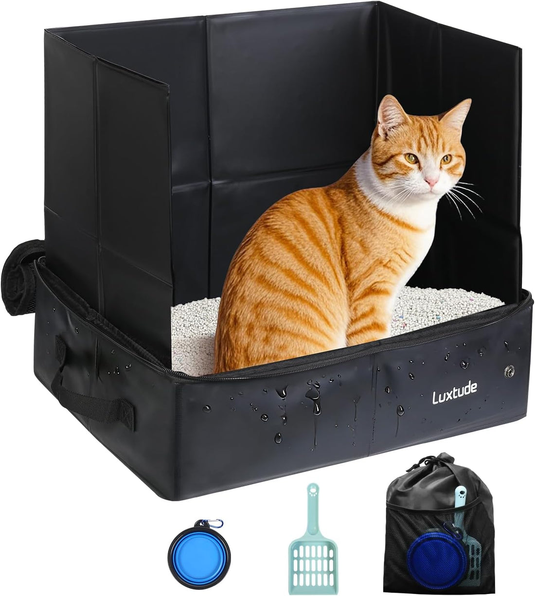 Luxtude Travel Litter Box for Cats, Comes with a Hard Non-Stick Bottom