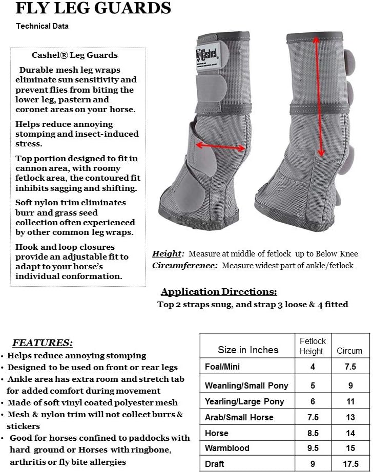 Cashel Crusader Horse Fly Leg Guards Grey Horse