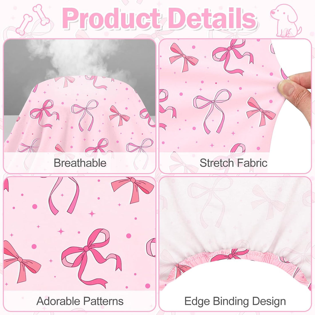 Dog Pajamas for Small Medium Dogs Pjs Pink Bow Dog Onesie Breathable