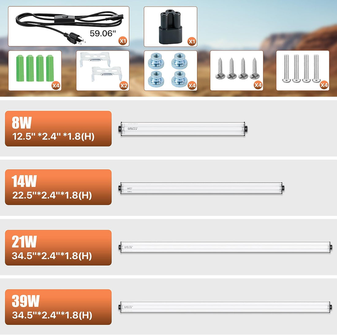 T5 UVB 10.0 Reptile Light Fixture Combo Kit