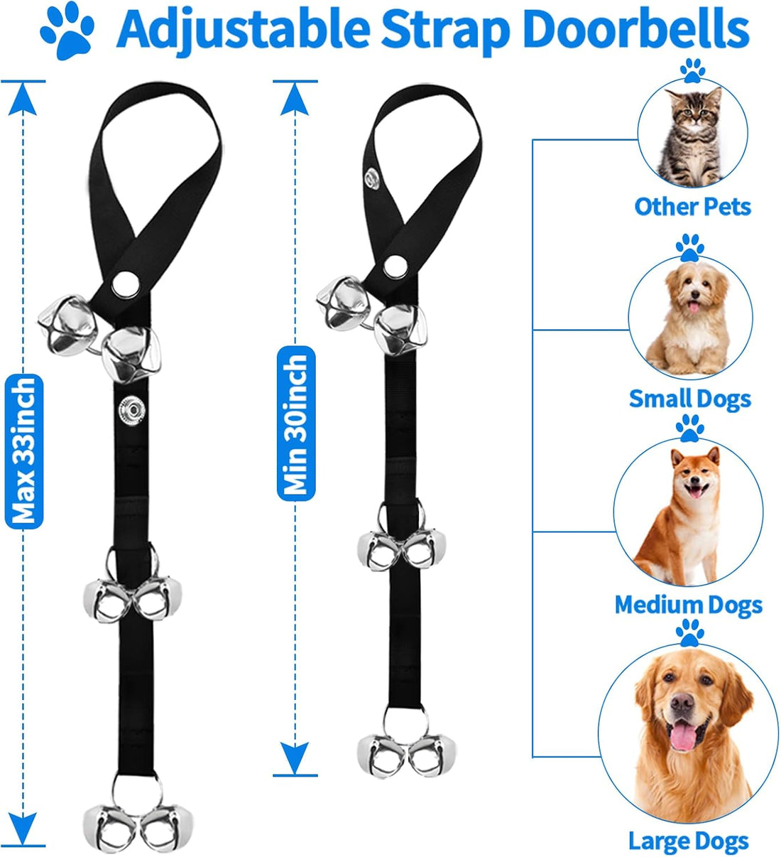 JIMEJV 2 Pack Dog Doorbells, Pet Training Bells for Go Outside Potty