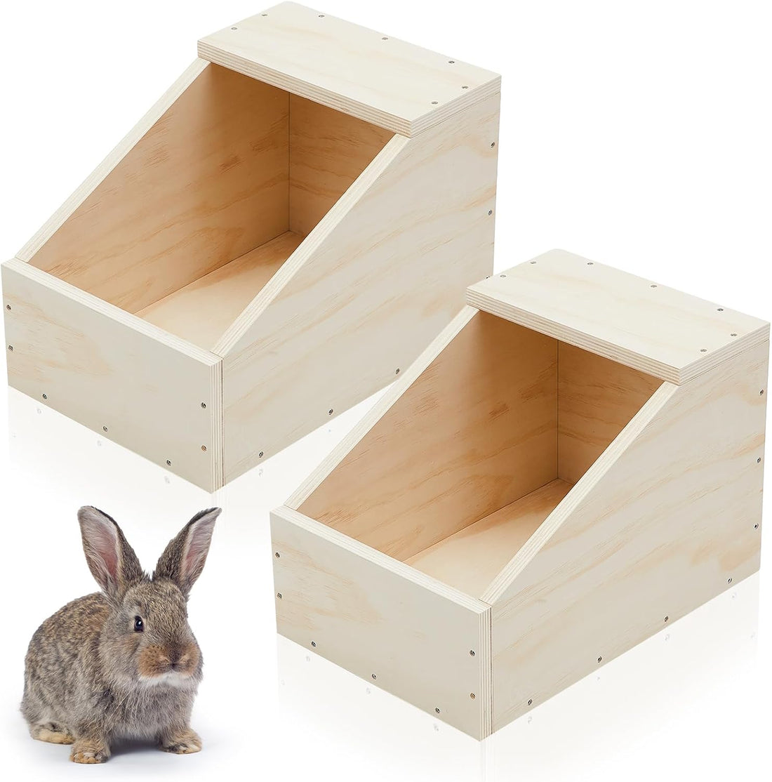 Maxcheck 1 Pack Wooden Rabbit Nesting Box, 16x11x11 Inch Hutch Hideout