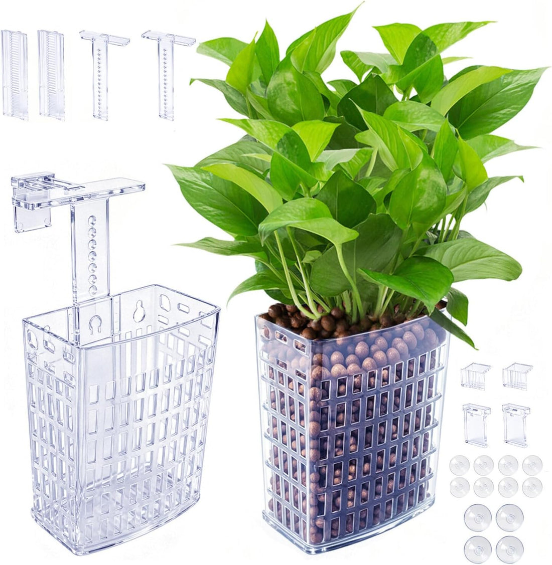 Newly Upgraded Aquarium Plant Holder 4-Pack(Transparent)