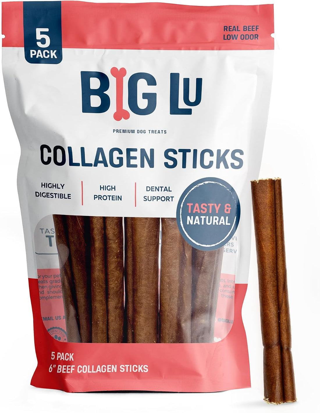 Big Lu -Beef Collagen Sticks for Dogs, 12 Inch