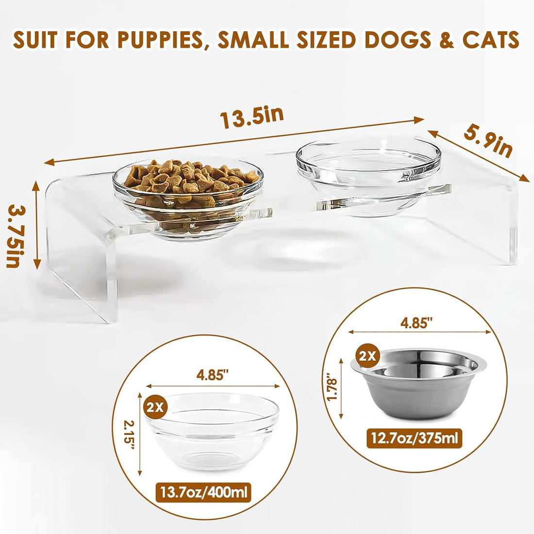 Feoyoho Elevated Acrylic Pet Bowl Stand