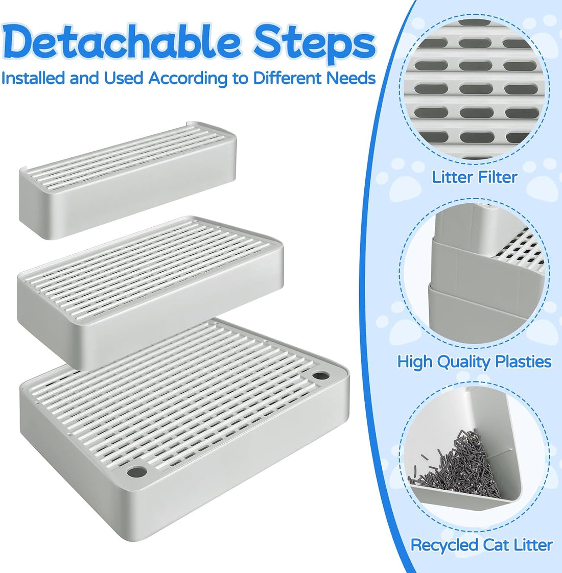 Extra Large 3 Steps Litter Box Ramp