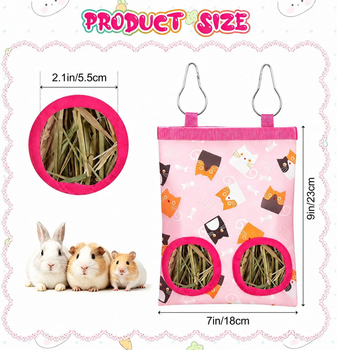 3 Pack Rabbit Hay Feeder Bag