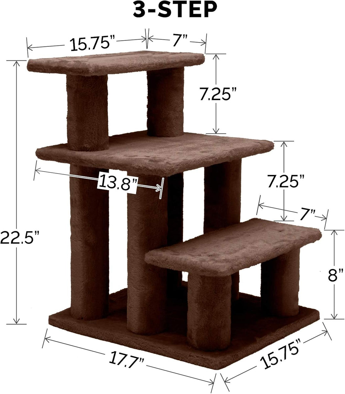 Furhaven Steady Paws Multi-Step Pet Stairs for High Beds & Sofas