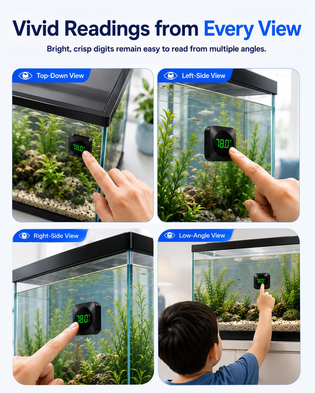 Aquarium Thermometer Digital Fish Tank Temp Fahrenheit/Celsius