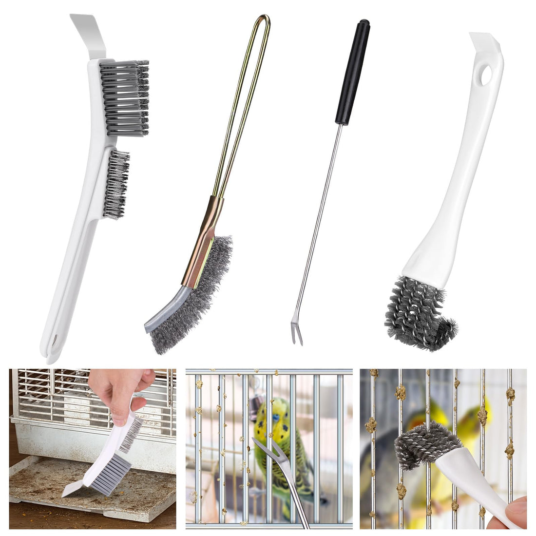 XANGNIER Bird Cage Cleaner Brush Kit,Bird Poop Remover Cleaning Tools